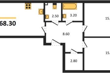 Фото №1: 2-комнатная квартира 68 м² - Краснодар, мкр. Парк Победы, 