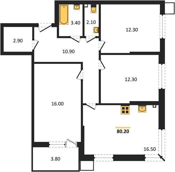 Фото №1: 3-комнатная квартира 80 м² - Краснодар, Прикубанский внутригородской округ, мкр. Парк Победы