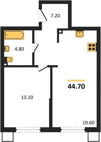 Фото №1: 1-комнатная квартира 44 м² - Краснодар, Прикубанский внутригородской округ, мкр. Парк Победы
