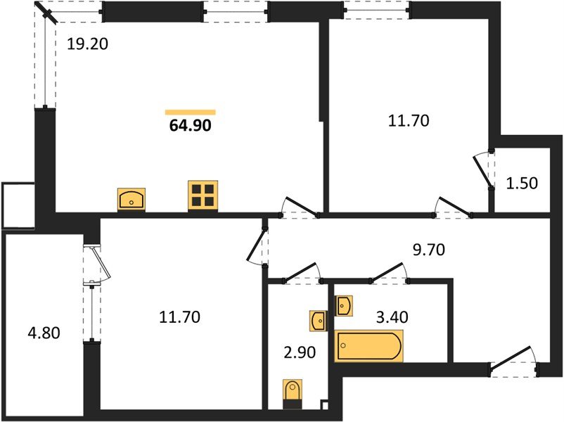 Фото №1: 2-комнатная квартира 64 м² - Краснодар, Прикубанский внутригородской округ, мкр. Парк Победы