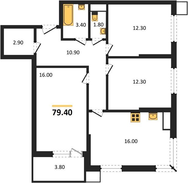 Фото №1: 3-комнатная квартира 79 м² - Краснодар, Прикубанский внутригородской округ, мкр. Парк Победы