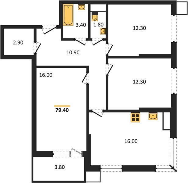 Фото №1: 3-комнатная квартира 79 м² - Краснодар, Прикубанский внутригородской округ, мкр. Парк Победы