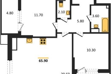 Фото №1: 2-комнатная квартира 66 м² - Краснодар, мкр. Парк Победы, 