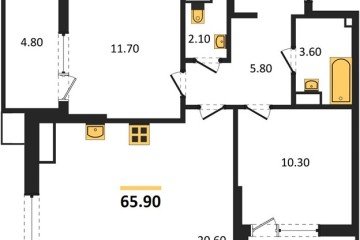 Фото №1: 2-комнатная квартира 66 м² - Краснодар, мкр. Парк Победы, 