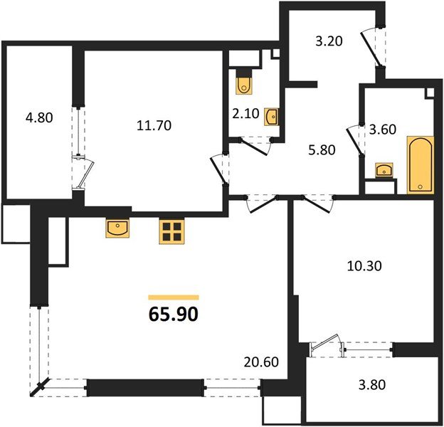 Фото №1: 2-комнатная квартира 66 м² - Краснодар, Прикубанский внутригородской округ, мкр. Парк Победы