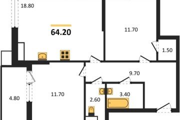 Фото №1: 2-комнатная квартира 64 м² - Краснодар, мкр. Парк Победы, 