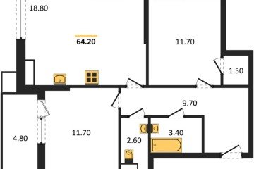 Фото №1: 2-комнатная квартира 64 м² - Краснодар, мкр. Парк Победы, 