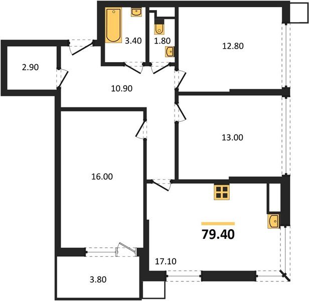 Фото №1: 3-комнатная квартира 80 м² - Краснодар, Прикубанский внутригородской округ, мкр. Парк Победы