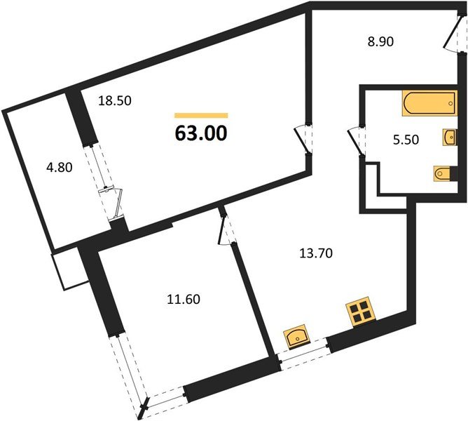Фото №1: 2-комнатная квартира 63 м² - Краснодар, Прикубанский внутригородской округ, мкр. Парк Победы