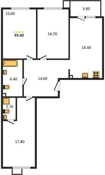 Фото №1: 3-комнатная квартира 93 м² - Краснодар, Прикубанский внутригородской округ, мкр. Парк Победы