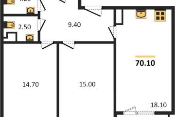 Фото №1: 2-комнатная квартира 70 м² - Краснодар, мкр. Парк Победы, 