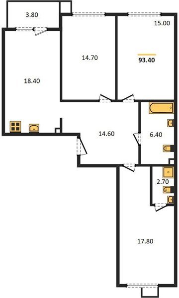 Фото №1: 3-комнатная квартира 93 м² - Краснодар, Прикубанский внутригородской округ, мкр. Парк Победы