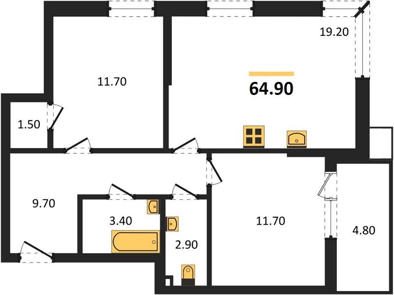 Фото №1: 2-комнатная квартира 64 м² - Краснодар, Парк Победы, мкр. Прикубанский внутригородской округ