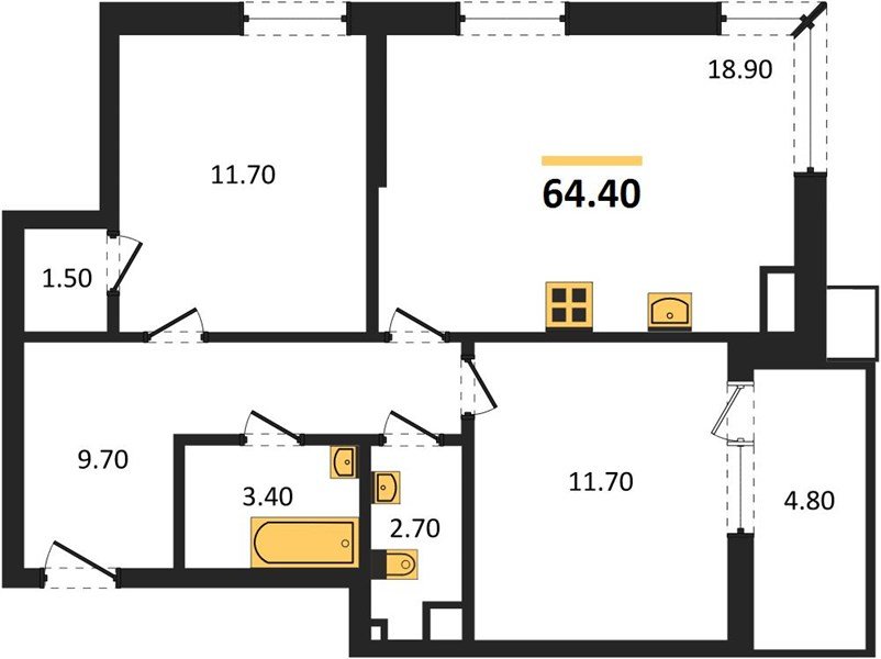 Фото №1: 2-комнатная квартира 64 м² - Краснодар, Парк Победы, мкр. Прикубанский внутригородской округ