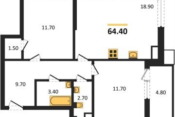 Фото №1: 2-комнатная квартира 64 м² - Краснодар, мкр. Прикубанский внутригородской округ, 