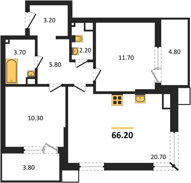 Фото №1: 2-комнатная квартира 67 м² - Краснодар, Парк Победы, мкр. Прикубанский внутригородской округ