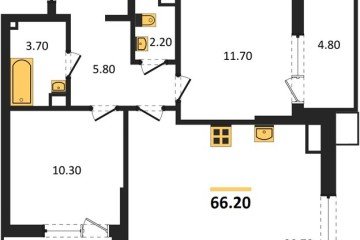 Фото №1: 2-комнатная квартира 66 м² - Краснодар, мкр. Прикубанский внутригородской округ, 