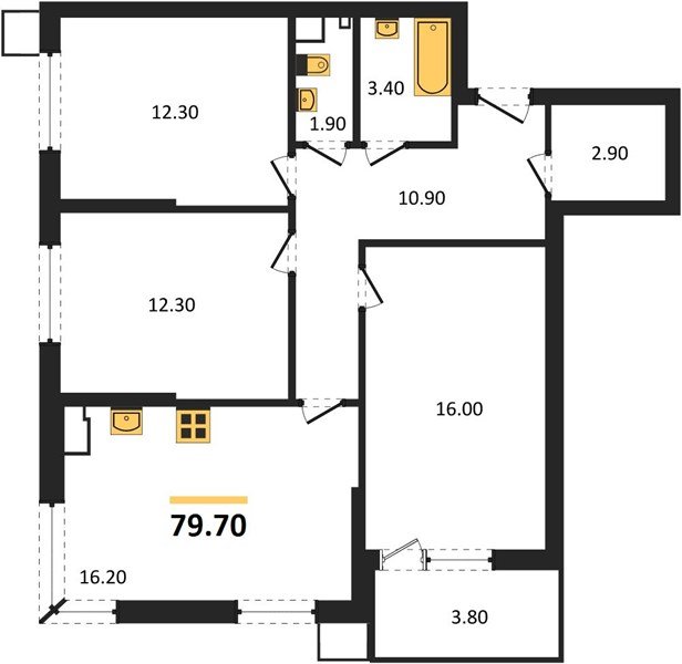Фото №1: 3-комнатная квартира 79 м² - Краснодар, Парк Победы, мкр. Прикубанский внутригородской округ