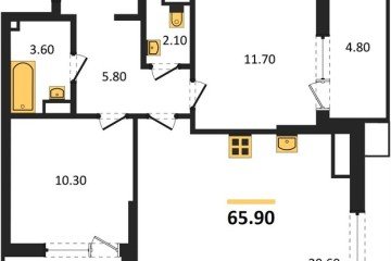 Фото №1: 2-комнатная квартира 66 м² - Краснодар, мкр. Прикубанский внутригородской округ, 