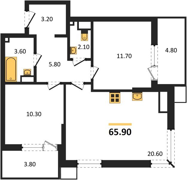 Фото №1: 2-комнатная квартира 66 м² - Краснодар, Парк Победы, мкр. Прикубанский внутригородской округ