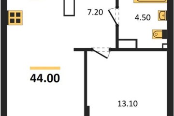 Фото №1: 1-комнатная квартира 44 м² - Краснодар, мкр. Прикубанский внутригородской округ, 