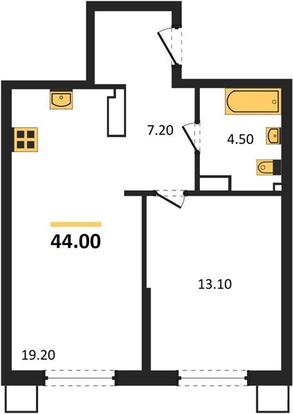 Фото №1: 1-комнатная квартира 44 м² - Краснодар, Парк Победы, мкр. Прикубанский внутригородской округ
