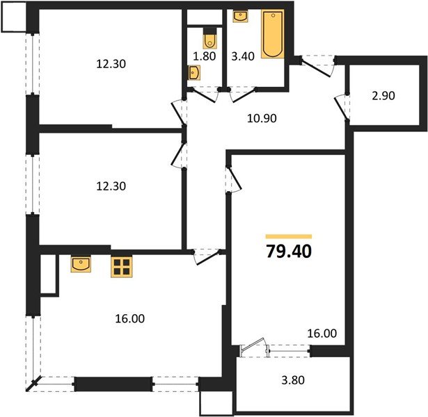 Фото №1: 3-комнатная квартира 79 м² - Краснодар, Парк Победы, мкр. Прикубанский внутригородской округ