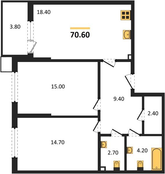 Фото №1: 2-комнатная квартира 71 м² - Краснодар, Парк Победы, мкр. Прикубанский внутригородской округ