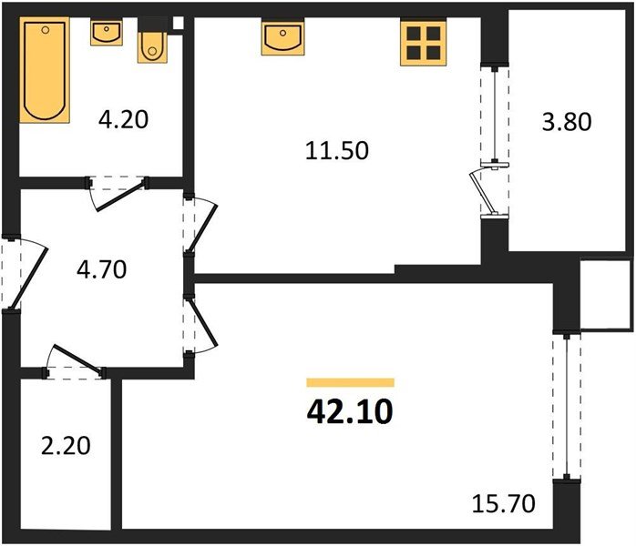 Фото №1: 1-комнатная квартира 42 м² - Краснодар, Парк Победы, мкр. Прикубанский внутригородской округ