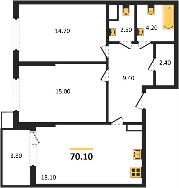 Фото №1: 2-комнатная квартира 70 м² - Краснодар, Парк Победы, мкр. Прикубанский внутригородской округ
