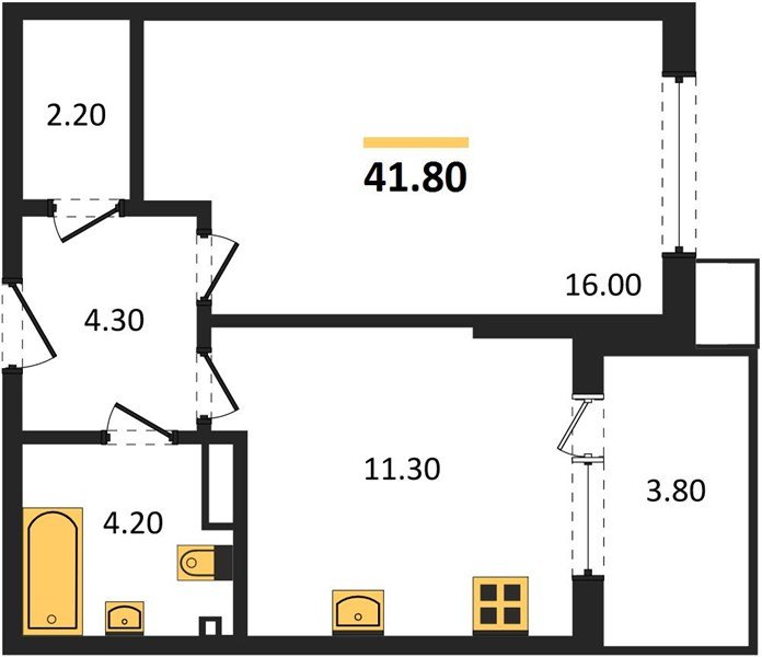 Фото №1: 1-комнатная квартира 41 м² - Краснодар, Парк Победы, 