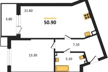 Фото №1: 1-комнатная квартира 51 м² - Краснодар, мкр. Прикубанский внутригородской округ, 