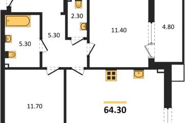 Фото №1: 2-комнатная квартира 64 м² - Краснодар, мкр. Прикубанский внутригородской округ, 