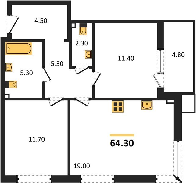 Фото №1: 2-комнатная квартира 64 м² - Краснодар, Парк Победы, мкр. Прикубанский внутригородской округ