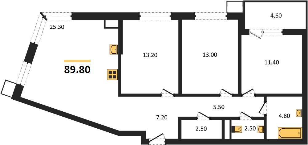 Фото №1: 3-комнатная квартира 91 м² - Краснодар, Парк Победы, мкр. Прикубанский внутригородской округ
