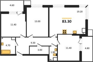 Фото №1: 3-комнатная квартира 85 м² - Краснодар, мкр. Прикубанский внутригородской округ, 