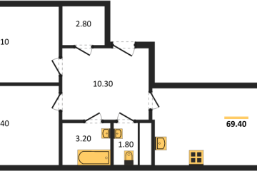 Фото №1: 2-комнатная квартира 69 м² - Краснодар, мкр. Прикубанский внутригородской округ, 