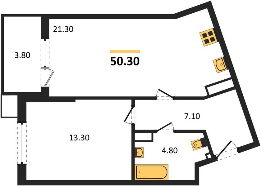 Фото №1: 1-комнатная квартира 50 м² - Краснодар, Парк Победы, мкр. Прикубанский внутригородской округ