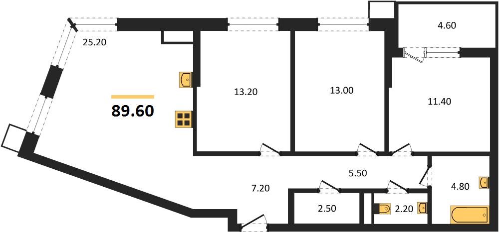 Фото №1: 3-комнатная квартира 91 м² - Краснодар, Парк Победы, мкр. Прикубанский внутригородской округ