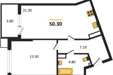 Фото №1: 1-комнатная квартира 50 м² - Краснодар, мкр. Прикубанский внутригородской округ, 