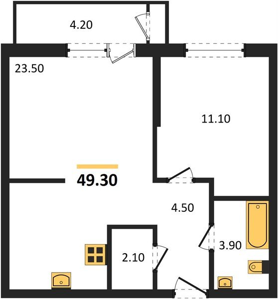 Фото №1: 1-комнатная квартира 49 м² - Краснодар, ЖК Рекорд, Карасунский внутригородской округ, Центральный внутригородской округ, Черёмушки, мкр. жилой комплекс Рекорд, ул. Новороссийская, 102/8к5