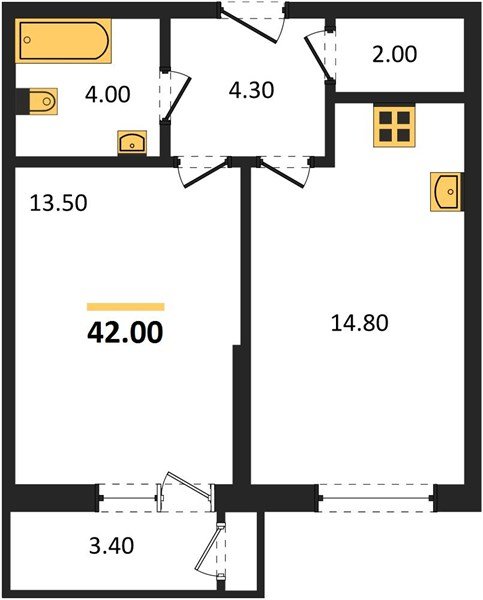 Фото №1: 1-комнатная квартира 42 м² - Краснодар, ЖК Рекорд, Карасунский внутригородской округ, Центральный внутригородской округ, Черёмушки, мкр. жилой комплекс Рекорд, ул. Новороссийская, 102/8к5