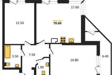 Фото №1: 2-комнатная квартира 70 м² - Краснодар, мкр. жилой комплекс Рекорд, ул. Новороссийская, 102/8к5