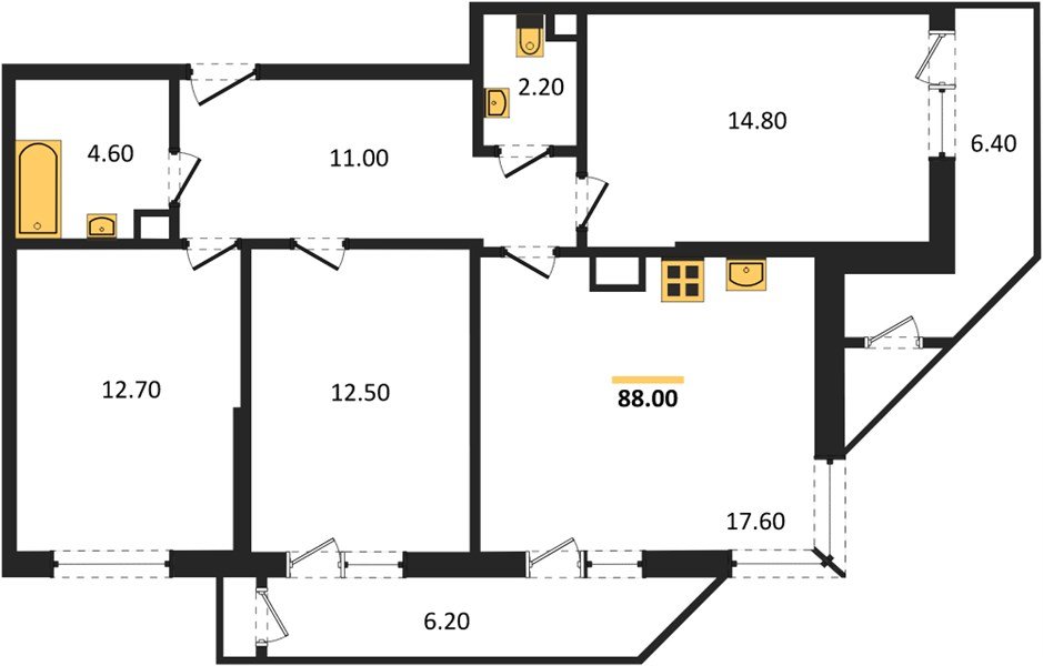 Фото №1: 3-комнатная квартира 88 м² - Краснодар, ЖК Рекорд, Карасунский внутригородской округ, Центральный внутригородской округ, Черёмушки, мкр. жилой комплекс Рекорд, ул. Новороссийская, 102/8к5