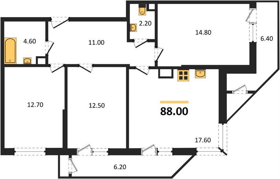 Фото №1: 3-комнатная квартира 88 м² - Краснодар, ЖК Рекорд, Карасунский внутригородской округ, Центральный внутригородской округ, Черёмушки, мкр. жилой комплекс Рекорд, ул. Новороссийская, 102/8к5