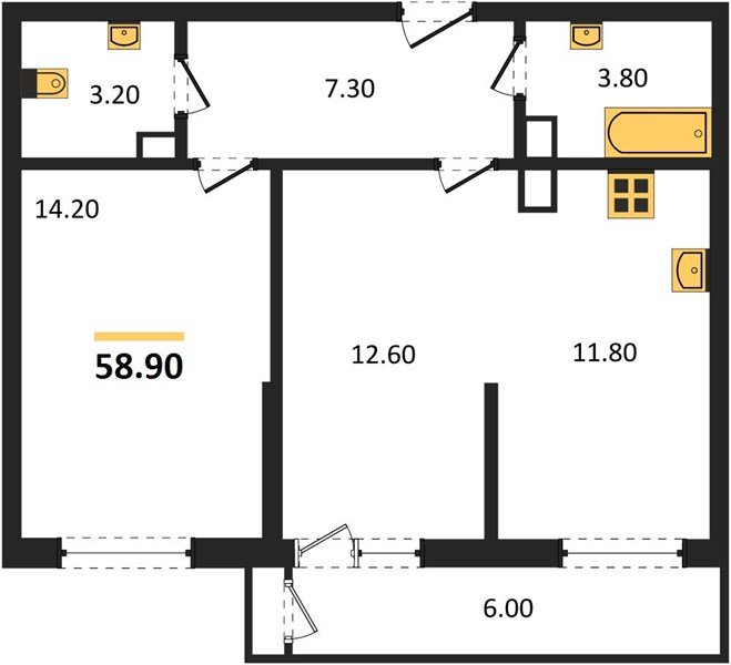 Фото №1: 2-комнатная квартира 58 м² - Краснодар, ЖК Рекорд, Карасунский внутригородской округ, Центральный внутригородской округ, Черёмушки, мкр. жилой комплекс Рекорд, ул. Новороссийская, 102/8к5
