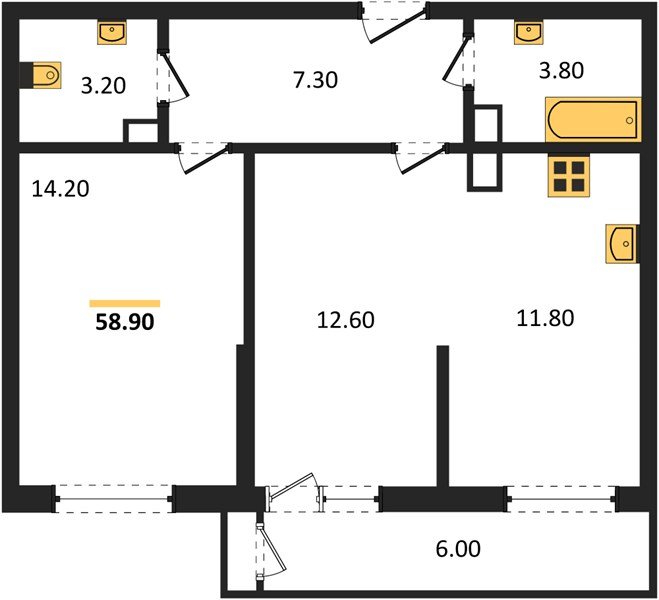 Фото №1: 2-комнатная квартира 58 м² - Краснодар, ЖК Рекорд, Карасунский внутригородской округ, Центральный внутригородской округ, Черёмушки, мкр. жилой комплекс Рекорд, ул. Новороссийская, 102/8к5