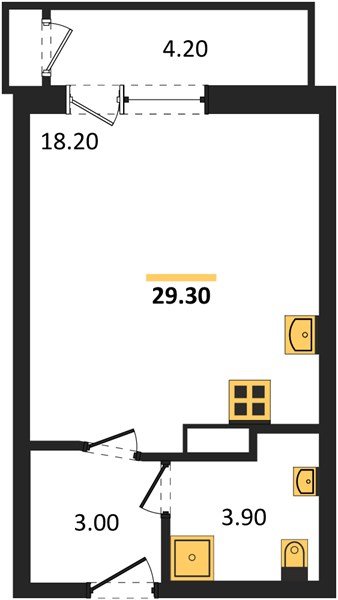 Фото №1: Студия 29 м² - Краснодар, жилой комплекс Рекорд, ул. Новороссийская, 102/8к5