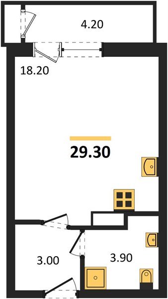Фото №1: Студия 29 м² - Краснодар, ЖК Рекорд, Карасунский внутригородской округ, Центральный внутригородской округ, Черёмушки, мкр. жилой комплекс Рекорд, ул. Новороссийская, 102/8к5