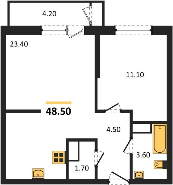 Фото №1: 1-комнатная квартира 48 м² - Краснодар, ЖК Рекорд, Карасунский внутригородской округ, Центральный внутригородской округ, Черёмушки, мкр. жилой комплекс Рекорд, ул. Новороссийская, 102/8к5